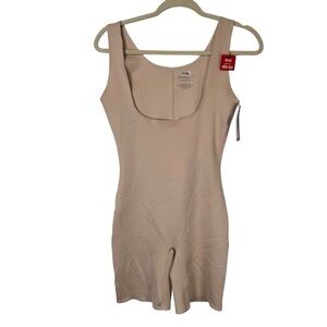Skinnygirl Bodysuit L Tan WYOB Shapewear Slimming Contour Smoothing Sculpt